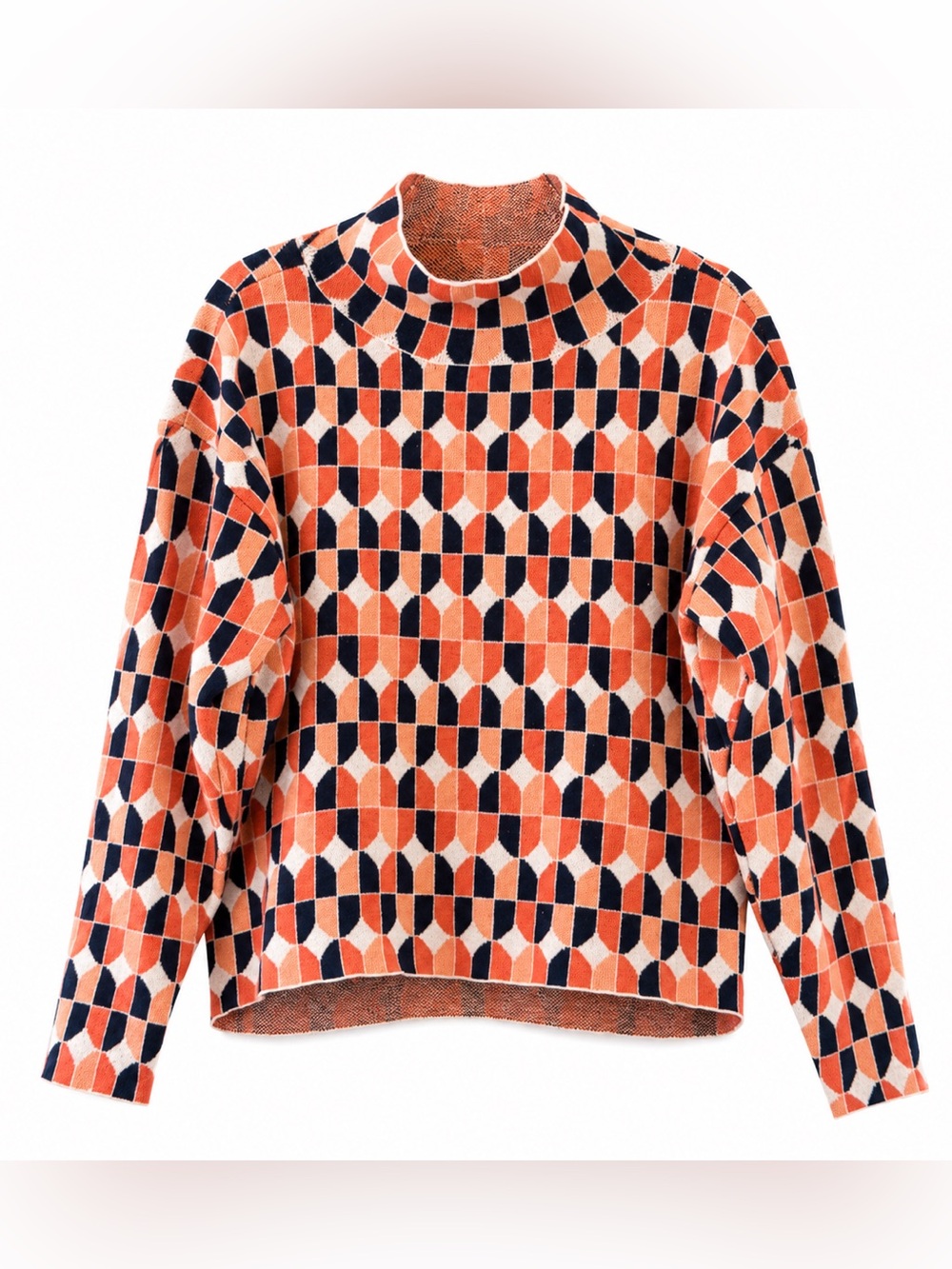 Anthropologie Maeve Intarsia Geo Carys Mock Neck Sweater - Size M